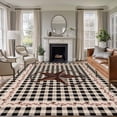 thumbnail image 1 of Retro Mottled Washable Area Rug 8 x 10 ft Country Star Farmhouse Black Buffalo Plaid, Soft Non Slip Rugs Stain Repellent Indoor Felt Carpet for Living Dining Room Bedroom Home Office, 1 of 9