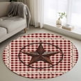 thumbnail image 1 of Retro Mottled Washable Round Area Rug 3 ft, Country Star Berry Farmhouse Red Buffalo Plaid, Soft Non Slip Rugs Stain Repellent Indoor Felt Carpet for Living Dining Room Bedroom Home Office, 1 of 9