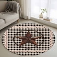 thumbnail image 1 of Retro Mottled Washable Round Area Rug 4 ft, Country Star Farmhouse Black Buffalo Plaid, Soft Non Slip Rugs Stain Repellent Indoor Felt Carpet for Living Dining Room Bedroom Home Office, 1 of 9