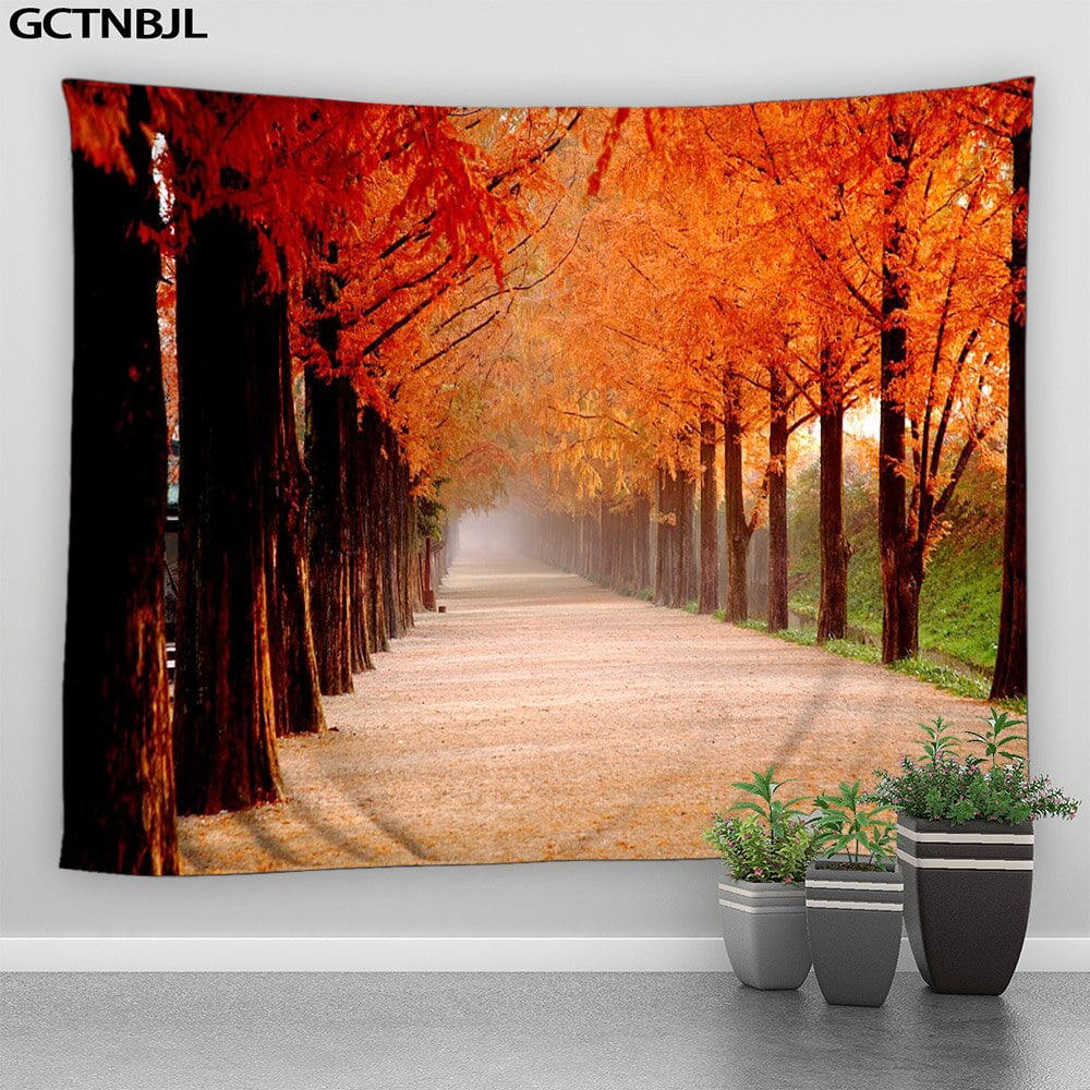 Chinese Ink Pine & Cherry Blossom Tapestry – Retro Mountain Scenery Wall Hanging 120x95 Inches