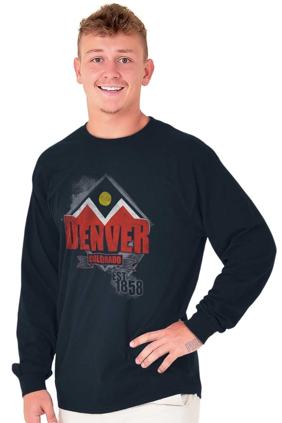 Retro Mountain Peaks Denver Colorado Long Sleeve TShirt Men Women Brisco Brands X