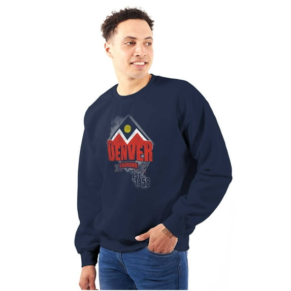 Retro Mountain Peaks Denver Colorado Sweatshirt for Men or Women Brisco Brands L