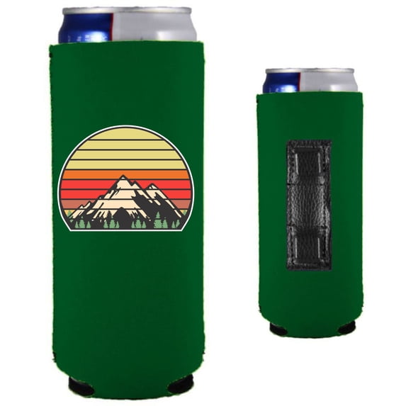 Retro Mountains Magnetic Slim Can Coolie (Kelly Green)