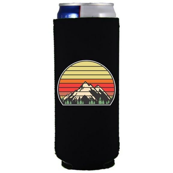 Retro Mountains Slim Can Coolie (Black)