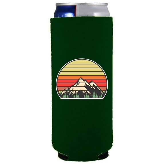 Retro Mountains Slim Can Coolie (Hunter Green)