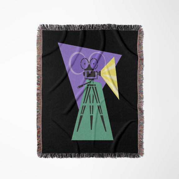 Retro Movie Camera, Woven Blanket