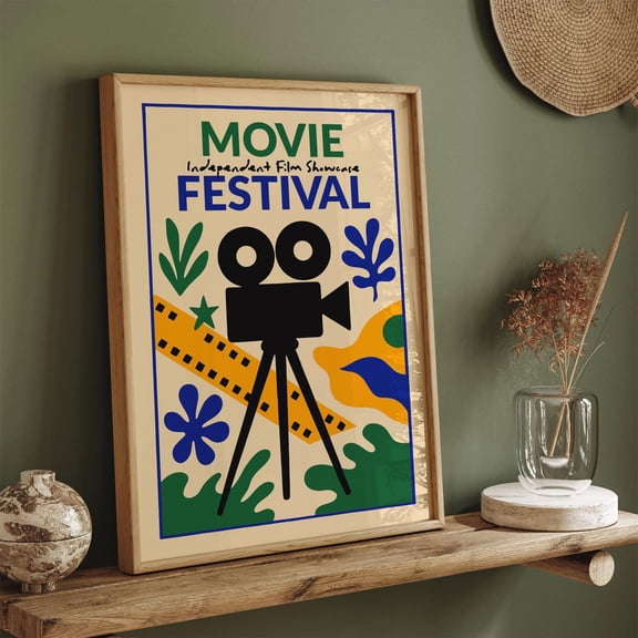 Retro Movie Festival Colorful Cinema Art Design 2 Unframed Paper Print