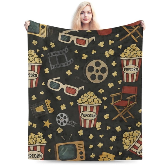 Retro Movie Theme Blanket Lightweight Flannel Blankets 50x40
