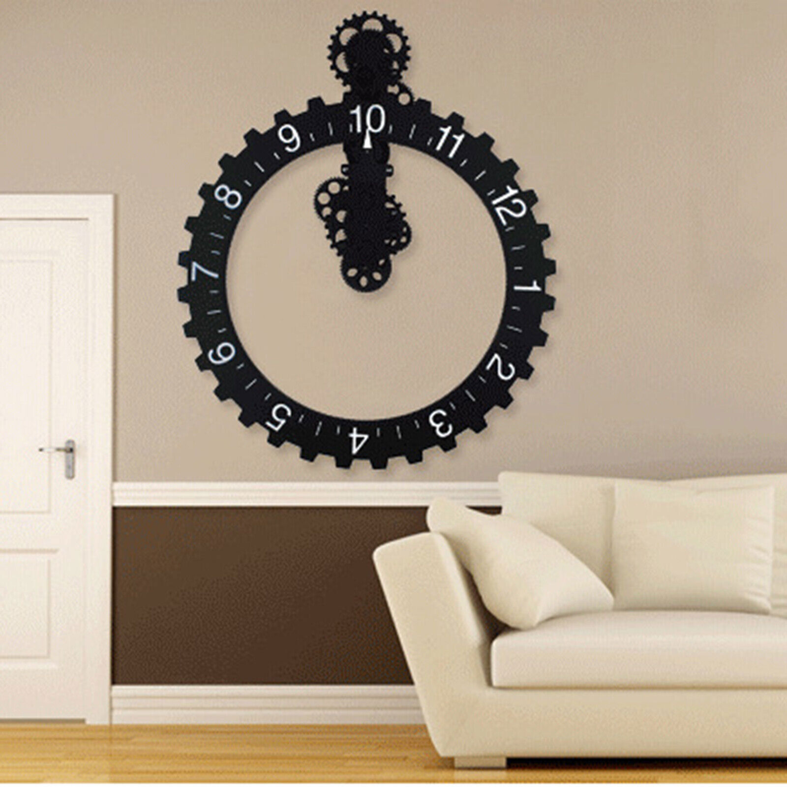 Retro Moving Gear Wall Clock Digital Hanging Clock Home Art Decor Clock ...