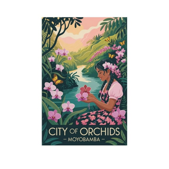Retro Moyobamba Peru Travel Poster Featuring Floral Landscapes And Rainforest Charm Print Poster