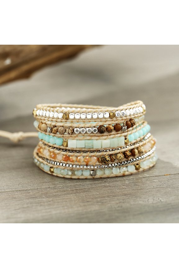 Retro Multi-layer Winding Natural Stone Bracelet String Beads