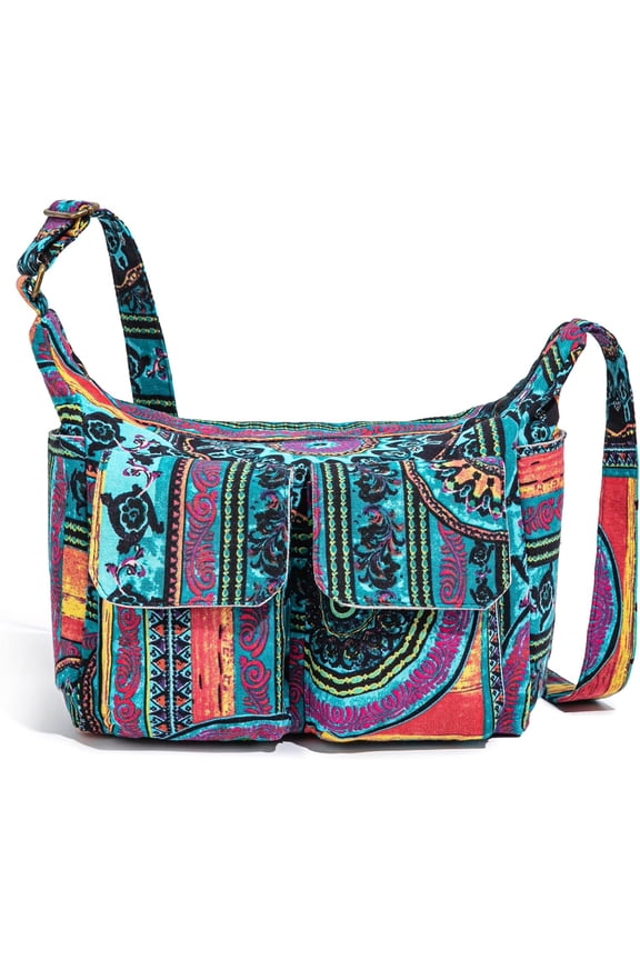 Retro Multiple pockets Bohemian Canvas Hobo Bag Hippie Boho Crossbody bags | Multiple pockets