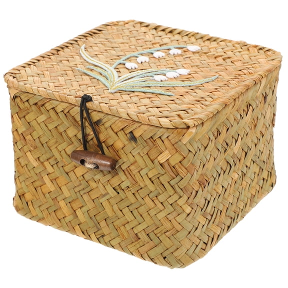 Retro Multipurpose Container Embroidery Pattern Woven Lidded Box Gift Box