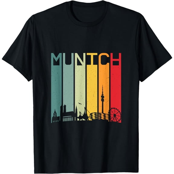 Retro Munich Skyline Bayern Deutschland Vintage M, München T-Shirt mens t hirt men，black，women，misfits，journey ，boys
