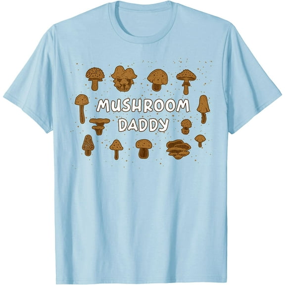 Retro Mushroom Daddy Grandpa Father's Day Unisex T-Shirt for Men Women Kids Toddler,Light Blue Color,Size YM