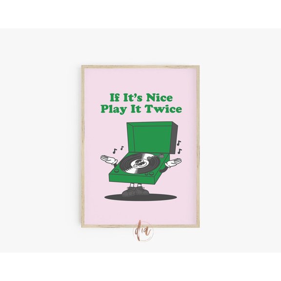 Retro Music 70s Quote Record Player Groovy Porch Decoration, Stretched Canvas 12x16in