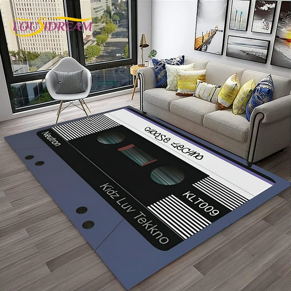 Retro Music Cassette Tape Pattern 3D Carpet Rug for Home Living Room Bedroom Sofa Doormat r kids Area Rug Non-slip Floor Mat
