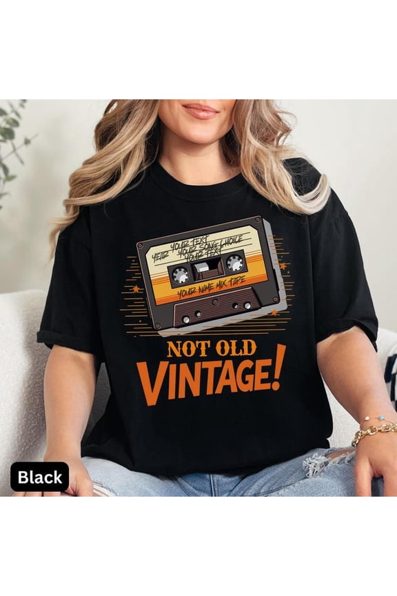 Retro Music Comfort Colors T-Shirt, Custom Birthday Vintage Tee, Personalized Birthday for Music Lovers, Custom Cassette Tape birthday shirt