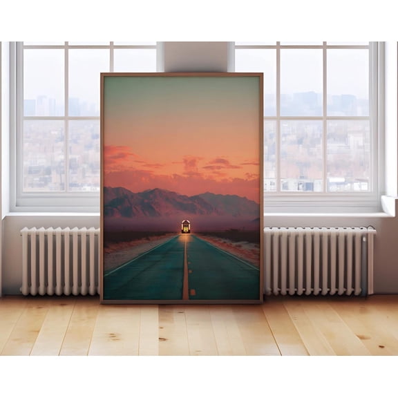 Retro Music Poster, Desert Jukebox Desert Road Print, Vintage Music Decor, Colorful Abstract Music Wall Art,Retro Aesthetic, Size 8x12 UNFFRAMED F03.1.8l2487