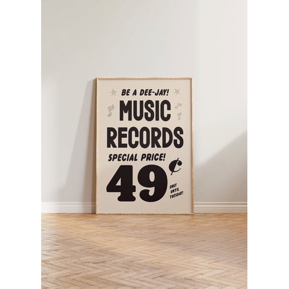 Retro Music Print, Vintage Music Wall Art, Vinyl Record Print, Retro 1950S Advert Print, Living Room Wall Decor Prints, Music Fan Home Decor #1515, 8x12 UNFRAMED