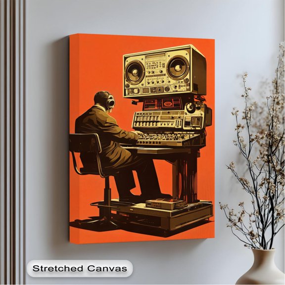 Retro Music Studio Art Analog Console Gold