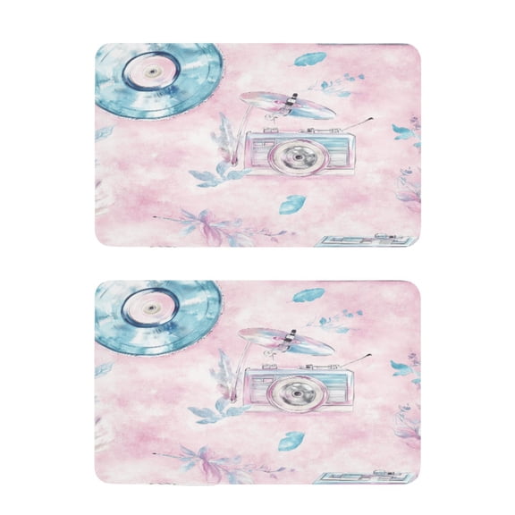 Retro Music Theme with Records 2 Pack 4x2.5 Inch Magnetic Stickers Thick and Strong for Fridge Dishwasher Teaching