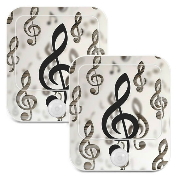 Retro Musical Note 2 Pack LED Motion Sensor Night Light Plug into Wall Auto Dusk to Dawn Adjustable Brightness for Kids Bedroom Hallway Nursery Room