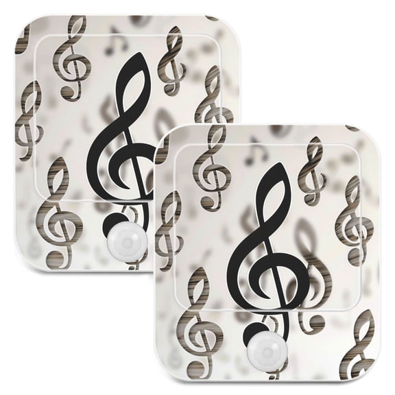 Retro Musical Note 2 Pack LED Motion Sensor Night Light Plug into Wall Auto Dusk to Dawn Adjustable Brightness for Kids Bedroom Hallway Nursery Room