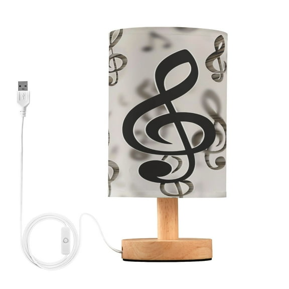Retro Musical Note Bedside Table Lamp Desk Warm Lights with USB Charging Port Cylinder LED Lamps for Bedroom Living Room Office