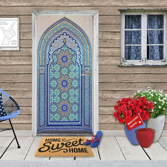 Retro Muslim Style D Door Stickers Exotic Ethnic Religious Believer Wallpaper Bedroom Living Room r