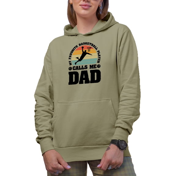Retro My Favorite Basketball Player Calls Me Dad, Athlete's Father, Sand Hooded Sweatshirt or Hoodie, Medium