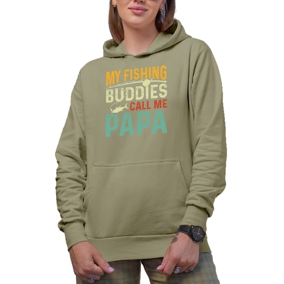 Retro My Favorite Fishing Buddies Call Me Papa, Fishing Enthusiast Grandpa, Sand Hooded Sweatshirt or Hoodie, Small