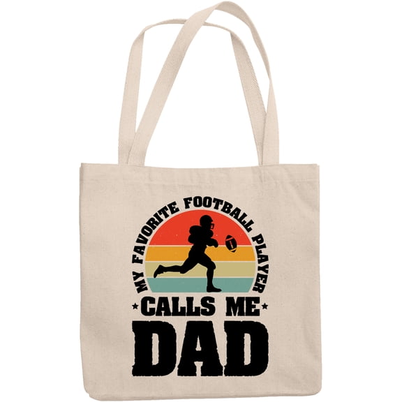 Retro My Favorite Football Player Calls Me Dad, Athlete's Father, 12oz Canvas Tote Bag