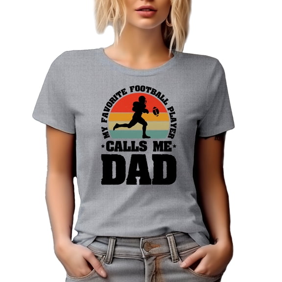 Retro My Favorite Football Player Calls Me Dad, Athlete's Father, Heather Grey T-Shirt, Large
