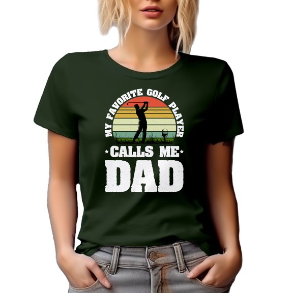 Retro My Favorite Golf Player Calls Me Dad - Golfer's Father, Military Green T-Shirt, XL