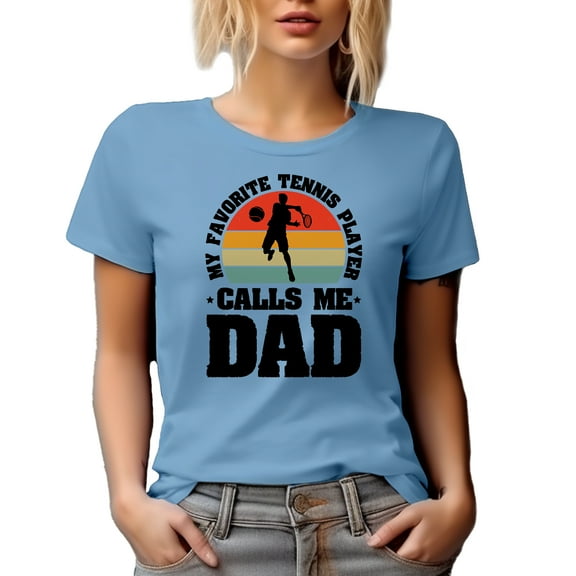 Retro My Favorite Tennis Player Calls Me Dad, Athlete's Father, Baby Blue T-Shirt, XL