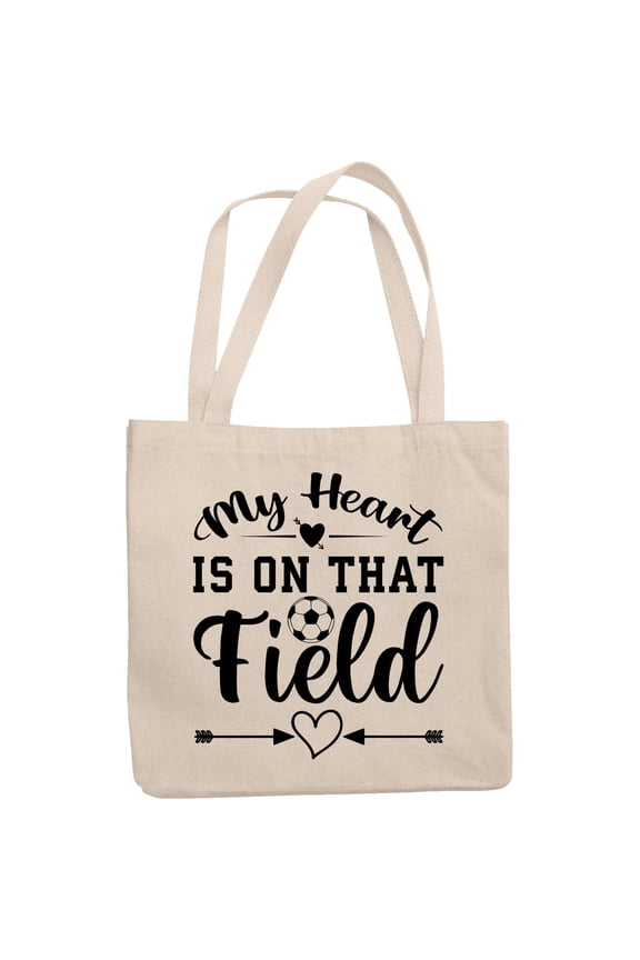 Retro My Heart Is on That Field, Soccer Coach or Player, 12oz Canvas Tote Bag