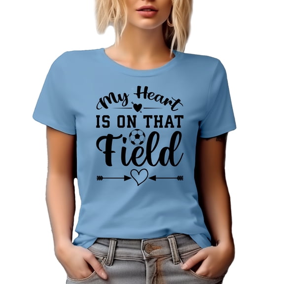 Retro My Heart Is on That Field, Soccer Coach or Player, Baby Blue T-Shirt, 3XL