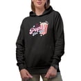 thumbnail image 1 of Retro My Heart Pops for You, Popcorn Art, Valentine's Day Gift, Black Hooded Sweatshirt or Hoodie, Medium, 1 of 5