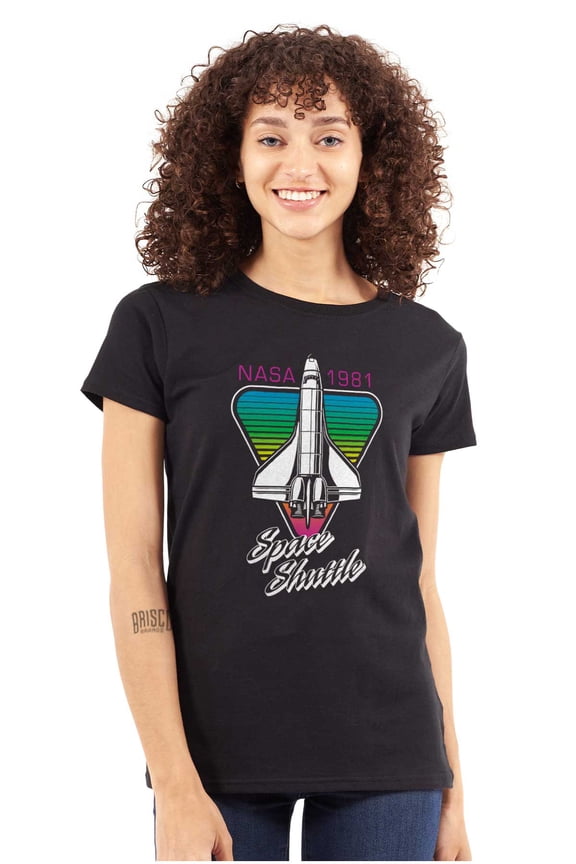 Retro NASA 1981 Outer Space Shuttle Women's T Shirt Ladies Tee Brisco Brands S