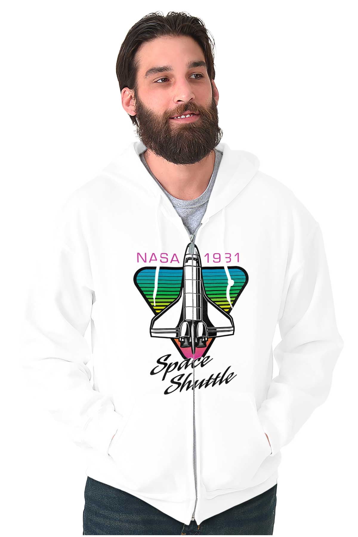 Retro NASA 1981 Outer Space Shuttle Zip Up Hoodie Men's Women's Brisco ...