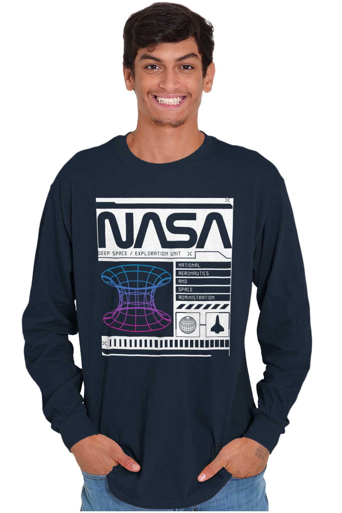 Retro NASA Deep Space Exploration Long Sleeve TShirt Men Women Brisco ...