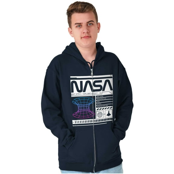 Retro NASA Deep Space Exploration Unisex Plus Size Zip Hoodie Brisco Brands 2X