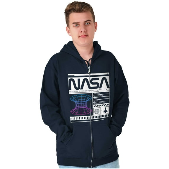 Retro NASA Deep Space Exploration Zip Up Hoodie Men's Women's Brisco Brands S