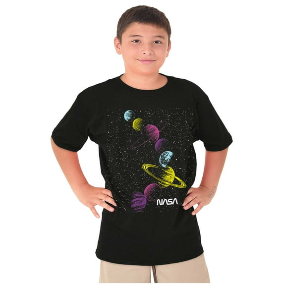 Retro NASA Space Milky Way Planets Crewneck T Shirts Boy Girl Teen Brisco Brands XS
