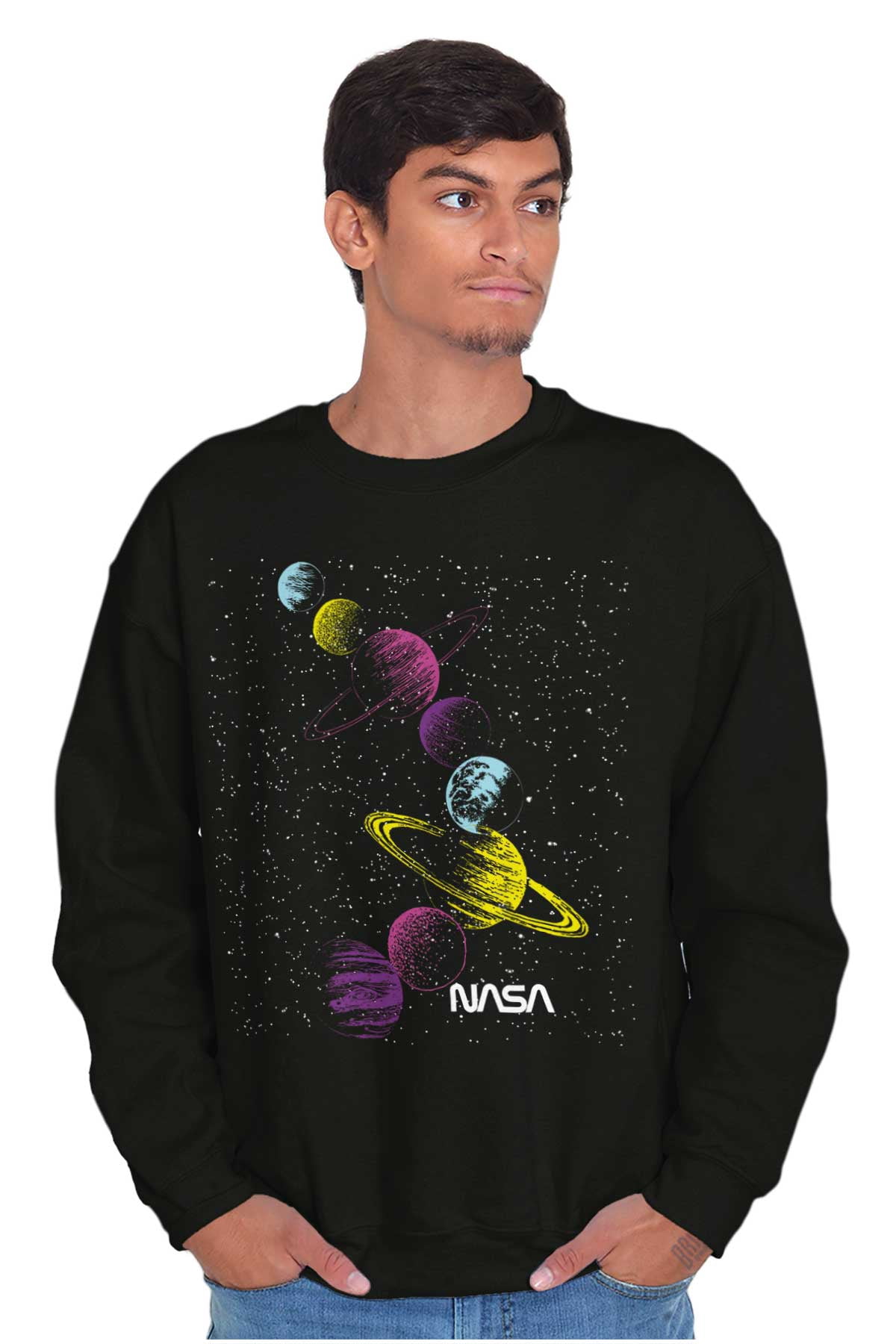 Retro NASA Space Milky Way Planets Sweatshirt for Men or Women Brisco ...