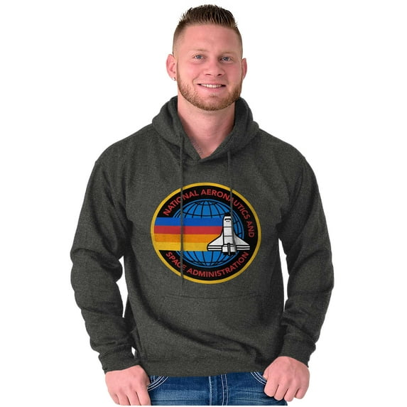 Retro NASA Space Shuttle Rainbow Hoodie Sweatshirt Women Men Brisco Brands L