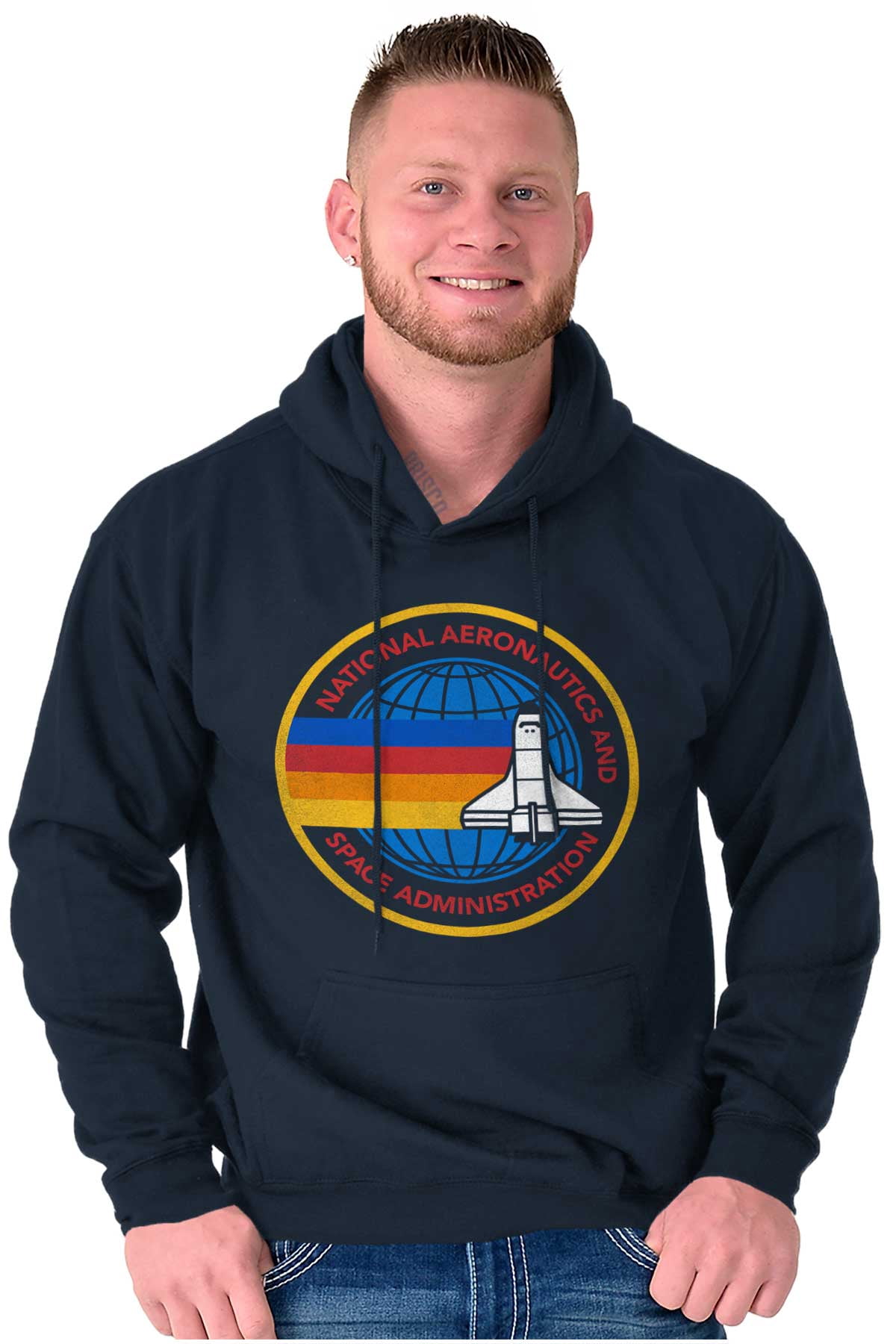 Retro NASA Space Shuttle Rainbow Hoodie Sweatshirt Women Men Brisco ...