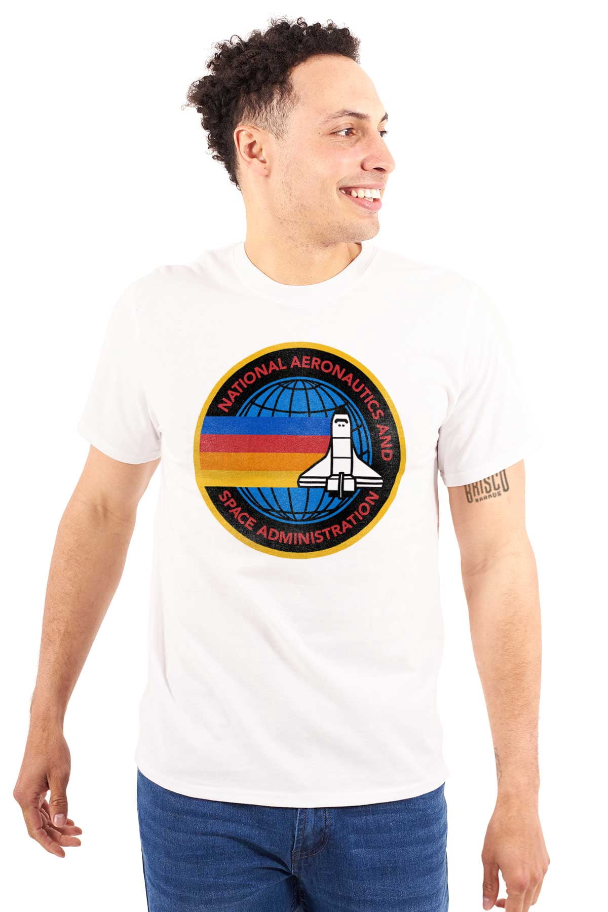 Retro NASA Space Shuttle Rainbow Men's Graphic T Shirt Tees Brisco ...