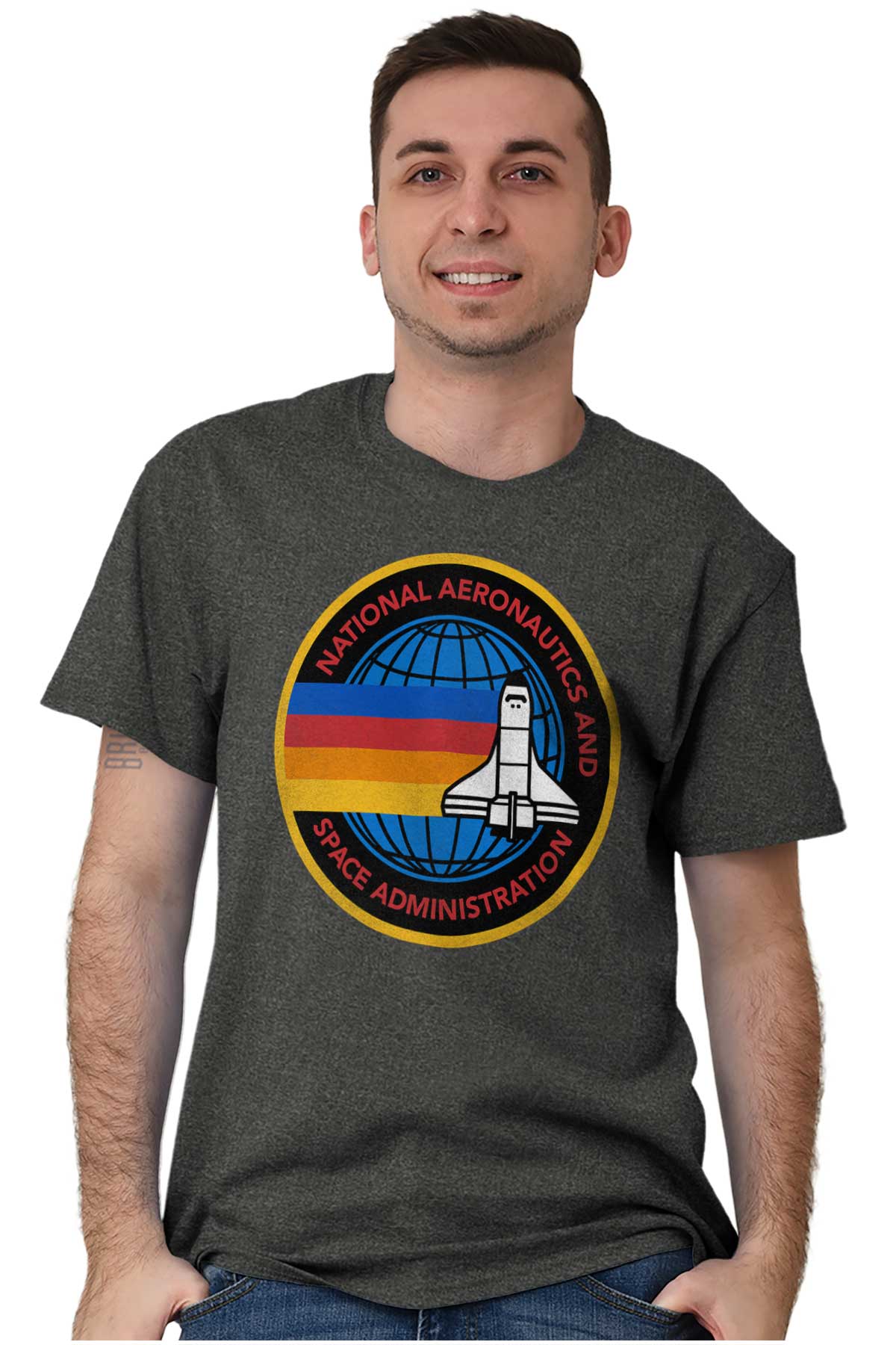 Retro NASA Space Shuttle Rainbow Men's Graphic T Shirt Tees Brisco ...